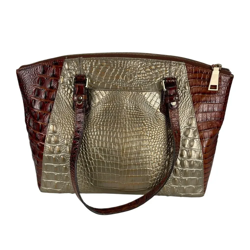 BRAHMIN Women's CROC EMBOSSED EMERSON Leather ROSE GOLD PROVENCE Satchel Bag